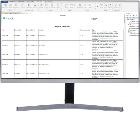 Software para projetos de cabeamento: geracao automatica mapa cabos