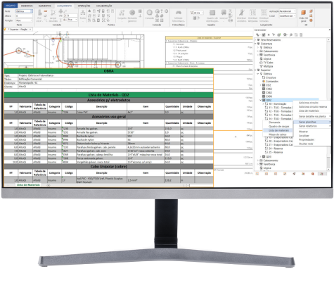 Software para projetos eletricos: listas de materiais