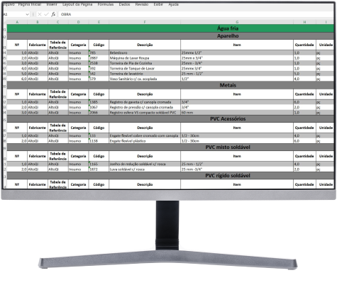 Software para projetos preventivos: geração lista de materiais