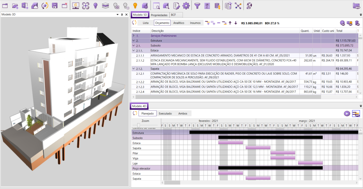 <strong>Planejamento</strong> (BIM 4D) e <strong>orçamento</strong> (BIM 5D) de obras